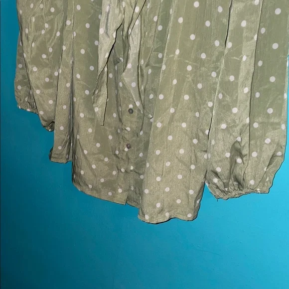Suzanne Betro Olive Blouse with White Dots - Picture 6 of 16